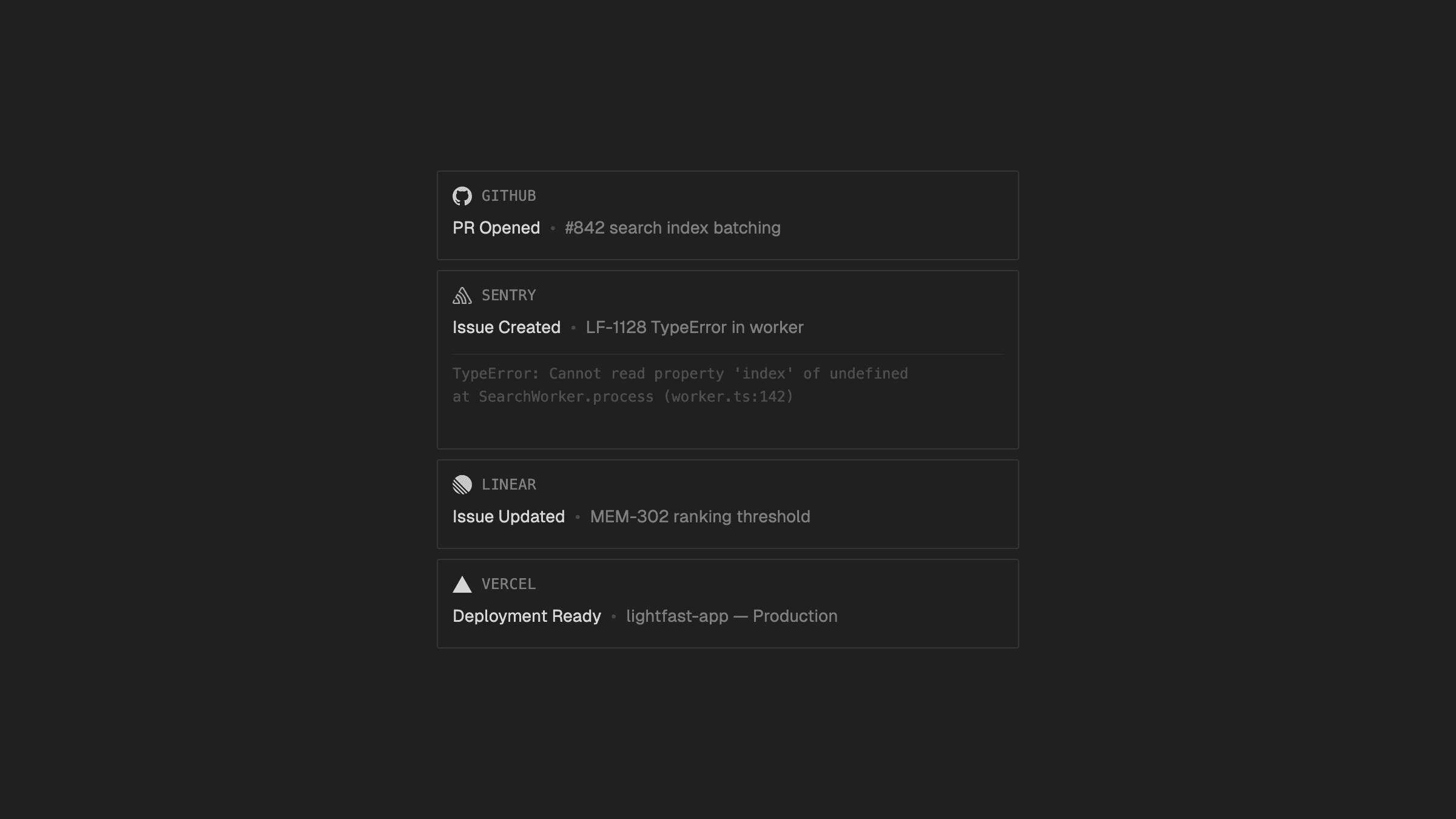 Events feed